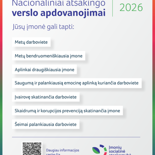 Kviečiame dalyvauti 2026 metų Nacionalinių atsakingo verslo apdovanojimų (NAVA) konkurse