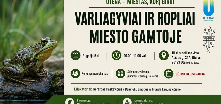 Varliagyviai ir ropliai miesto gamtoje.