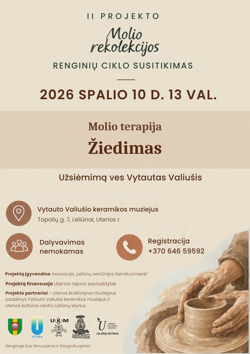 II-asis projekto „Molio rekolekcijos“ reginių ciko susitikimas: Molio terapija – žiedimas