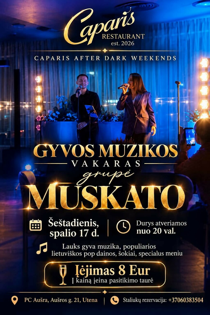 Gyvos muzikos vakaras su grupe MUSKATO