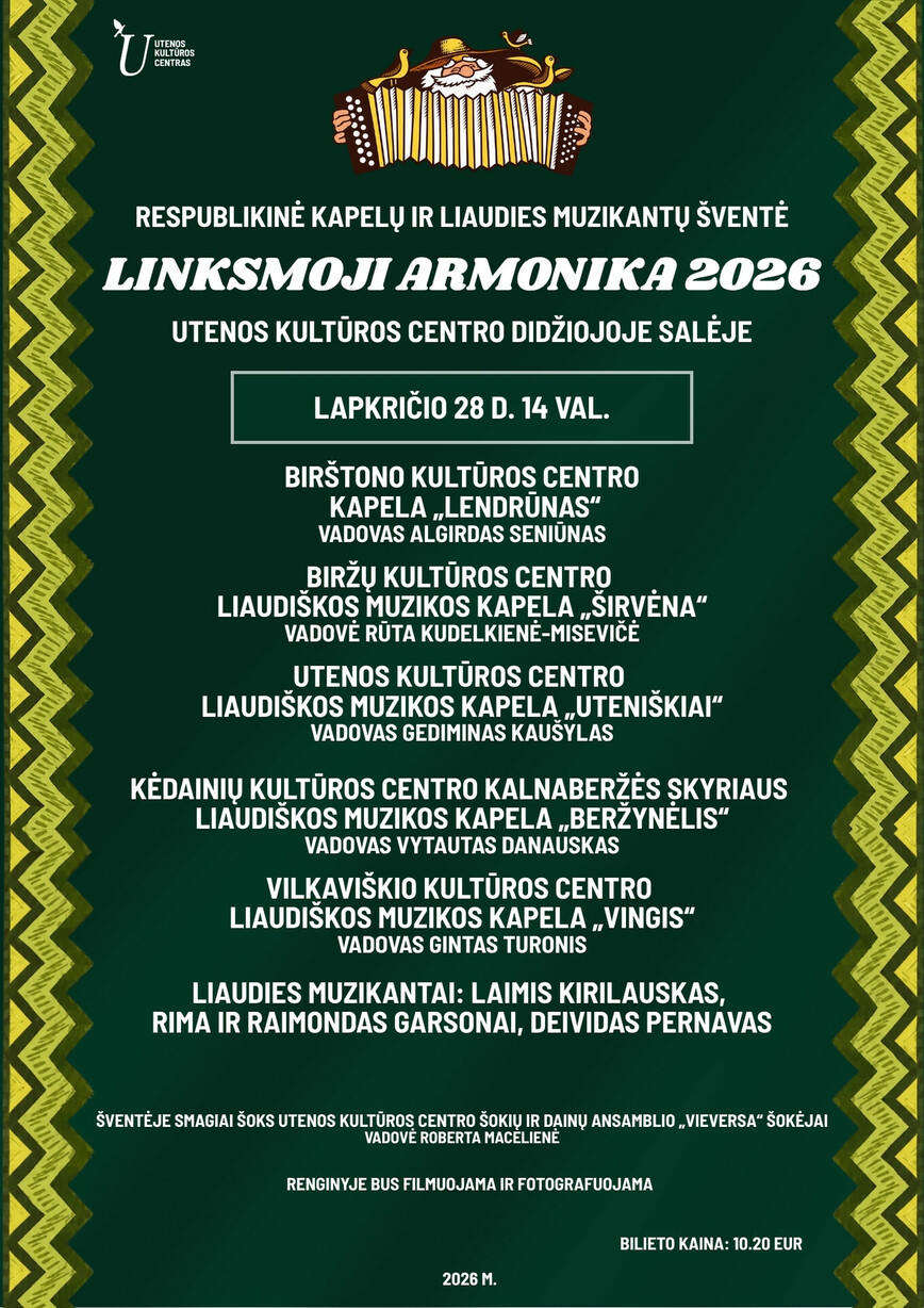 Respublikinė kapelų ir liaudiškos muzikos šventė „Linksmoji armonika – 2026”