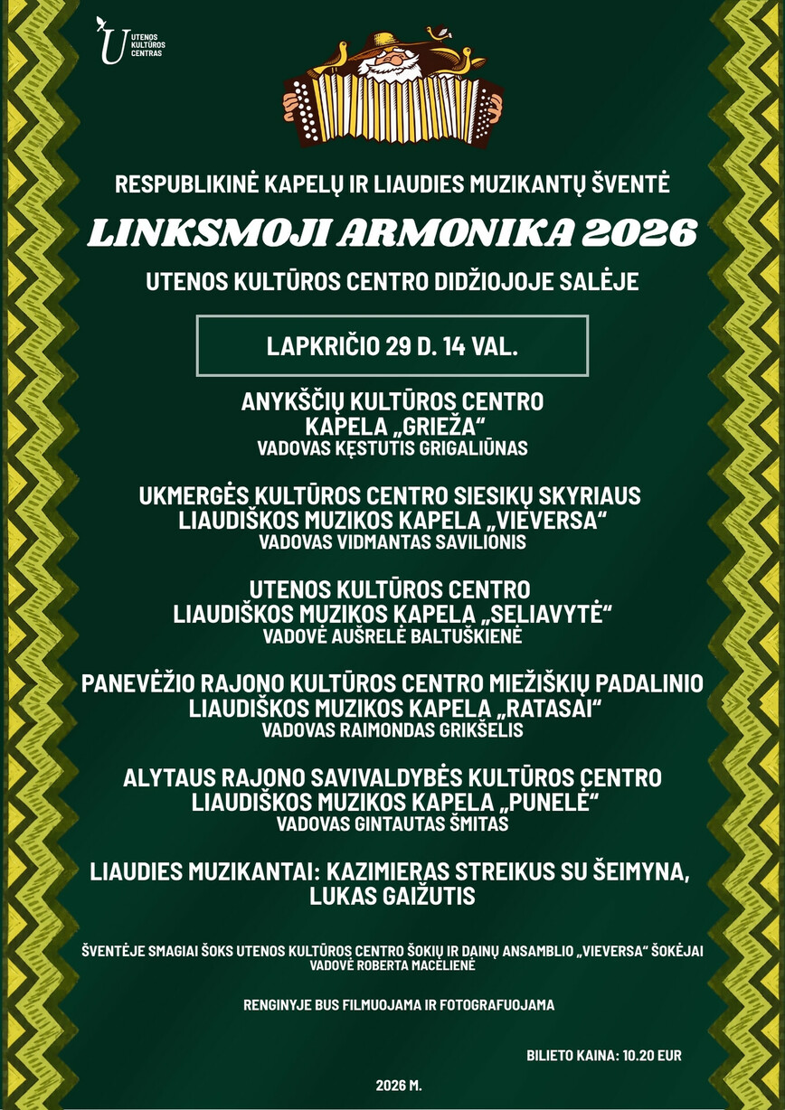 Respublikinė kapelų ir liaudiškos muzikos šventė „Linksmoji armonika – 2026”