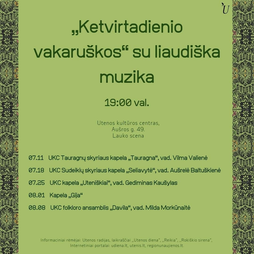 Ketvirtadienio vakaruškos su liaudiška muzika