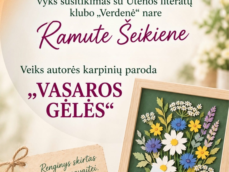 Susitikimas su Utenos literatų klubo "Verdenė" nare Ramute Šeikiene