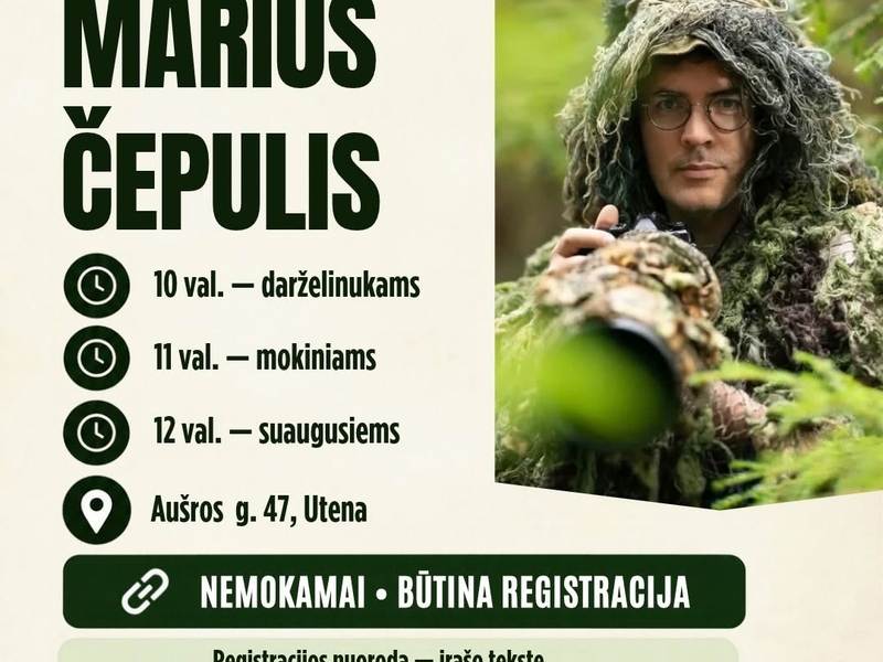 Susitikimas su gamtininku Mariumi Čepuliu