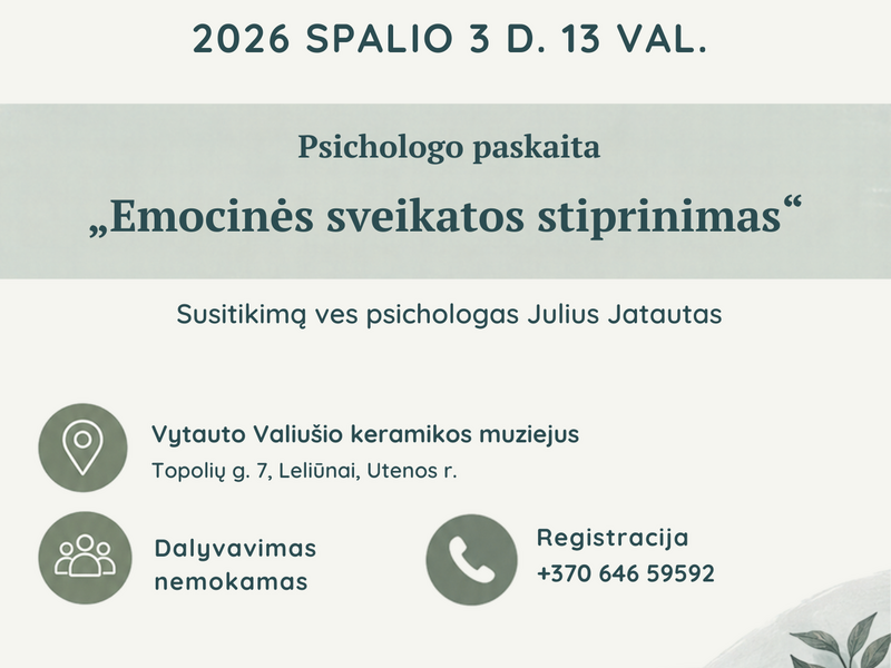 Psichologo paskaita „Emocinės sveikatos stiprinimas“ | I „Molio rekolekcijų“ renginys